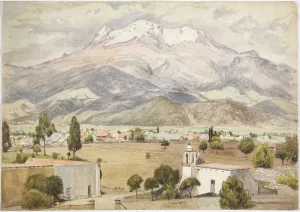 Village in the foreground and mountains behind (w/c) Village in the foreground and mountains behind (w/c)