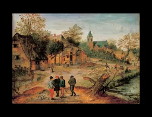 A village landscape with farmers conversing in the foreground, 1634 (oil on panel) A village landscape with farmers conversing in the foreground, 1634 (oil on panel)
