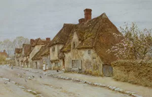 Allingham Gallery: A Village Street, Kent (watercolour with scratching out)