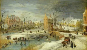 Village in Winter (oil on oak) Village in Winter (oil on oak)