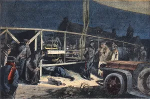 Ville de paris airship breakdown in Valmy. Engraving from the newspaper '" Ville de paris airship breakdown in Valmy. Engraving from the newspaper '"