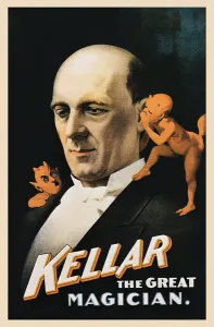 Vintage poster of man with devils whispering, 1900-09 (poster) Vintage poster of man with devils whispering, 1900-09 (poster)