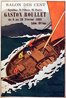 Vintage poster for painting gallery exhibition by artist Gaston Roulette Vintage poster for painting gallery exhibition by artist Gaston Roulette