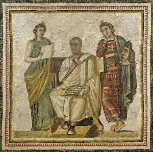 Sousse Collection: Virgil (70-19 BC) and the Muses, from Sousse (Hadrumetum) (mosaic)