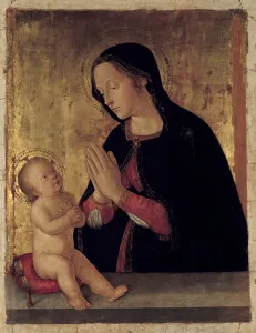 The Virgin Adoring the Child Altarpiece by Antoniazzo Romano (1430-1508), 15th century The Virgin Adoring the Child Altarpiece by Antoniazzo Romano (1430-1508), 15th century