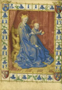 The Virgin and Child Enthroned from the Hours of Simon de Varie, 1455 (tempera colours The Virgin and Child Enthroned from the Hours of Simon de Varie, 1455 (tempera colours