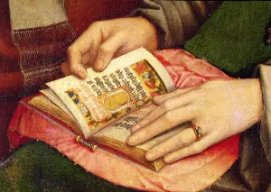 Virgin and Child with Saints, detail of an open book, c.1509 (oil on panel) Virgin and Child with Saints, detail of an open book, c.1509 (oil on panel)