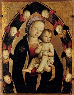 Historic Centre of Avignon: Papal Palace, Episcopal Ensemble and Avignon Bridge Gallery: The Virgin and Child surrounded by cherubins Altarpiece of the Italian School, 15th century