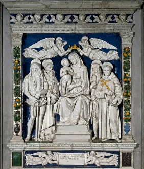 The Virgin of the Refuge. The Virgin Mary and the Child Jesus surrounded by Saint Onuphre The Virgin of the Refuge. The Virgin Mary and the Child Jesus surrounded by Saint Onuphre