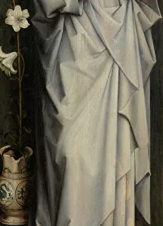 Flemish Artist Gallery: Detail of the Virgin, from the reverse of a pair of wings showing the Annunciation (oil on panel)