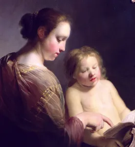 The Virgin Teaching the Infant Christ to Read, c.1630 (oil on panel) (detail of 177874) The Virgin Teaching the Infant Christ to Read, c.1630 (oil on panel) (detail of 177874)