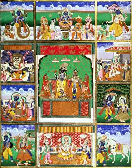 Cosmic Gallery: Vishnu in the centre of his ten avatars, Jaipur, Rajasthan