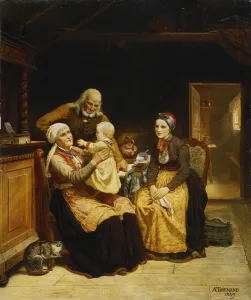 Romantic Era Gallery: The Visit to the Grandparents; Besoget Hos Bedsteforaeldrene, 1859 (oil on canvas)