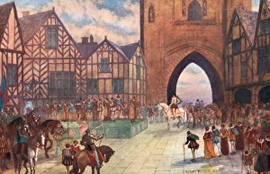 Visit of King James I to Chester, 1617 AD (colour litho) Visit of King James I to Chester, 1617 AD (colour litho)