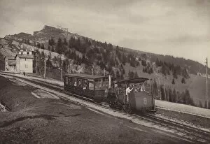 Railway Line Gallery: Vitznau Rigi Kulm, Zahnradbahn (b / w photo)