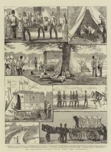 The Volunteer Review, Notes with the Ambulances (engraving) The Volunteer Review, Notes with the Ambulances (engraving)