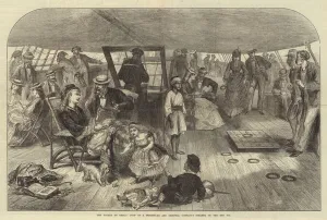 Sea Travel Gallery: The Voyage to China, Poop of a Peninsular and Oriental Companys Steamer on the Red Sea (engraving)