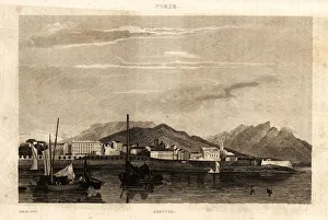 Corsican Gallery: Vue d Ajaccio, Corsica, engraving from 1836