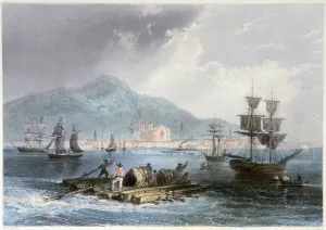 Vue de Montreal et de bateaux - in ' Canadian Scenary illustrated'" Vue de Montreal et de bateaux - in ' Canadian Scenary illustrated'"