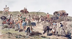A Wagon Travelling with Escort in the 15th Century, 1886 (colour litho) A Wagon Travelling with Escort in the 15th Century, 1886 (colour litho)