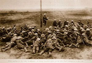 While waiting for the order to advance, 1914-19 (b/w photo) While waiting for the order to advance, 1914-19 (b/w photo)