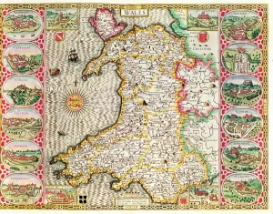 Wales, engraved by Jodocus Hondius (1563-1612) from John Speeds Theatre Wales, engraved by Jodocus Hondius (1563-1612) from John Speeds Theatre