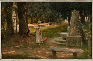 Lottocento Gallery: A Walk in Villa Borghese (oil on panel)