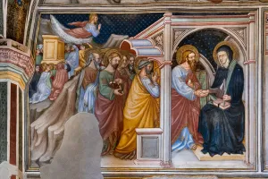 Detail of one wall: The apostles take leave from Mary, 1424 Detail of one wall: The apostles take leave from Mary, 1424