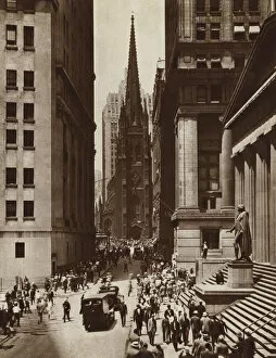 Wall Street Gallery: Wall Street, New York City, New York, USA (b / w photo)