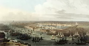 Images Dated 14th July 2006: Wapping, Elevated View of the Dock, 1803 (engraving)