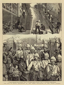Wellington Barracks Gallery: The War in Egypt, Departure of the First Battalion of the Scots Guards (engraving)