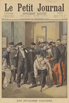 War veterans receiving smallpox vaccinations (colour litho) War veterans receiving smallpox vaccinations (colour litho)