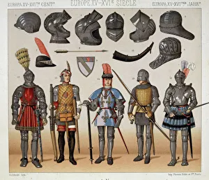Warriors in the 15th-17th century - in ' Le costume historique'" Warriors in the 15th-17th century - in ' Le costume historique'"
