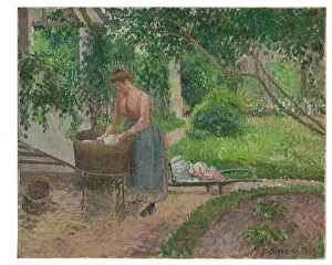 Washerwoman in the garden of Eragny, 1899 (oil on canvas) Washerwoman in the garden of Eragny, 1899 (oil on canvas)