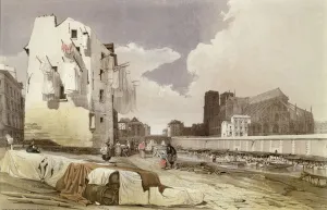 Washerwomen at the Lavoirs at the Quai Montebello, c.1840 (colour litho) Washerwomen at the Lavoirs at the Quai Montebello, c.1840 (colour litho)