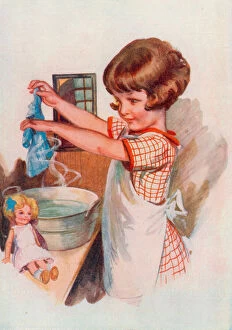Household Chores Gallery: Washing day (colour litho)