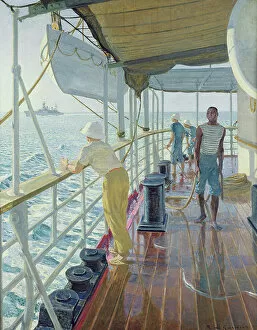 Lifeboat Gallery: Washing Down the Decks (oil on canvas)