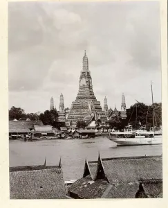 Wat Arun with Chao Phraya River, 1890 (b/w photo) Wat Arun with Chao Phraya River, 1890 (b/w photo)