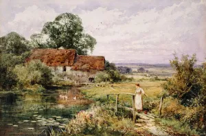 Watching the Ducks, (watercolour heightened with white) Watching the Ducks, (watercolour heightened with white)