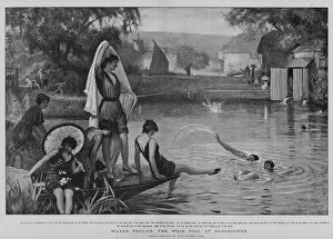 Water Frolics, the Weir Pool at Pangbourne (litho)