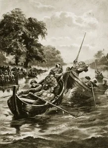 Water-tilting, illustration from Hutchinson's Story of the British Nation Water-tilting, illustration from Hutchinson's Story of the British Nation