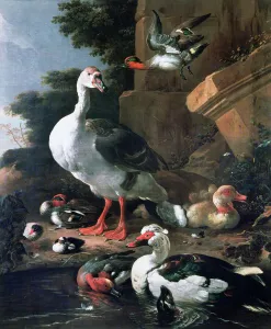 Waterfowl in a classical landscape, 17th century Waterfowl in a classical landscape, 17th century