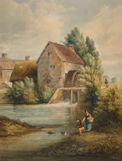 A Watermill in Warwickshire, 1810-65 (Watercolour)