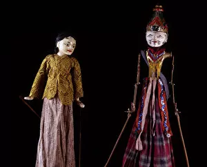 Marionette Gallery: Wayang Golek. Java. puppets dressed and maniuved by a cross
