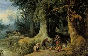 Weapon attack in a wood A group of highway bandits. Painting by Paul Bril (Brill) (1554-1626), 17th century Sun Weapon attack in a wood A group of highway bandits. Painting by Paul Bril (Brill) (1554-1626), 17th century Sun