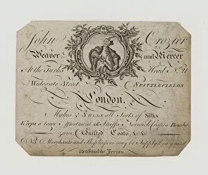 Mercer Gallery: Weaver and Mercer, John Crozier, trade card (engraving)