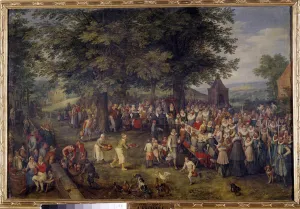 Wedding banquet Scene wedding dinner in a village. Painting by Jan Bruegel Wedding banquet Scene wedding dinner in a village. Painting by Jan Bruegel