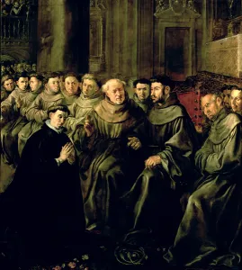 Welcoming St. Bonaventure (1221-74) into the Franciscan Order, c.1628 (oil on canvas) Welcoming St. Bonaventure (1221-74) into the Franciscan Order, c.1628 (oil on canvas)