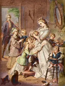 Werther surprises Charlotte surrounded by children, 1774 (engraving) Werther surprises Charlotte surrounded by children, 1774 (engraving)