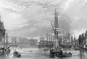 West India Dock, illustration from 'History of London: Illustrated by views of London West India Dock, illustration from 'History of London: Illustrated by views of London